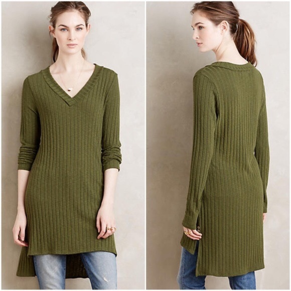 Anthropologie Tops - Anthropologie Deletta Green Ribbed Tunic